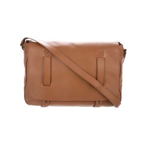 Tomas Maier Large Leather Messenger Brown Caramel